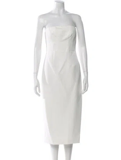 Pre-owned Milly Strapless Knee-length Dress In White