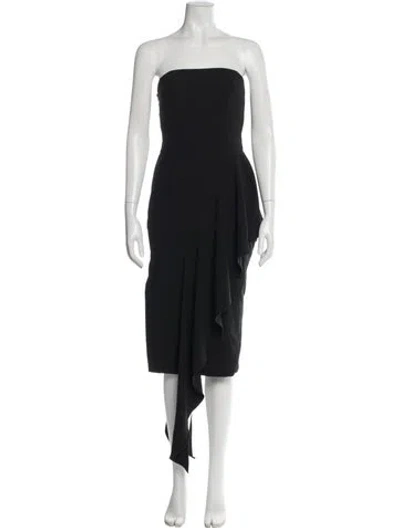 Pre-owned Milly Strapless Midi Length Dress In Black