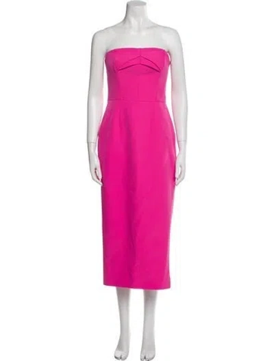 Pre-owned Milly Strapless Midi Length Dress In Pink