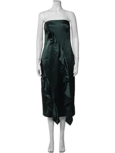 Pre-owned Milly Strapless Midi Length Dress W/ Tags In Green