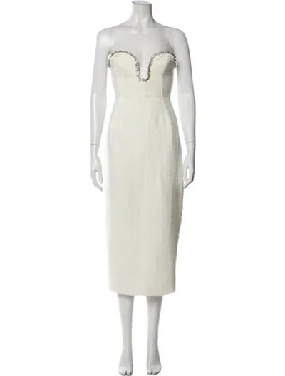 Pre-owned Milly Strapless Midi Length Dress In White