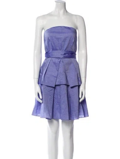 Pre-owned Milly Strapless Mini Dress In Blue