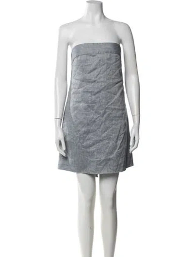 Pre-owned Milly Strapless Mini Dress In Blue