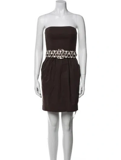 Pre-owned Milly Strapless Mini Dress In Brown