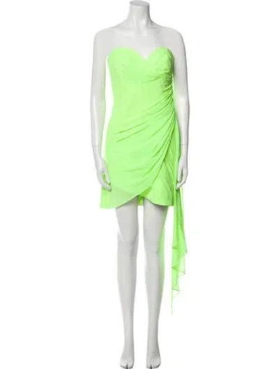Pre-owned Milly Strapless Mini Dress In Green