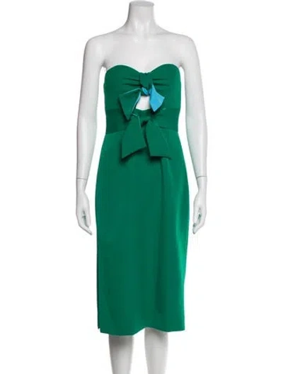 Pre-owned Milly Strapless Mini Dress In Green
