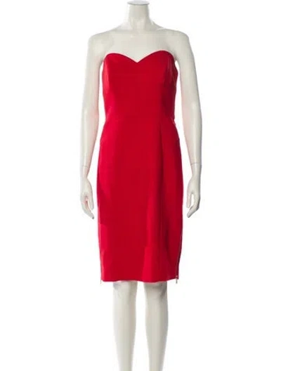 Pre-owned Milly Strapless Mini Dress In Red