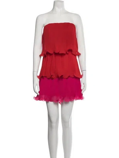 Pre-owned Milly Strapless Mini Dress In Red