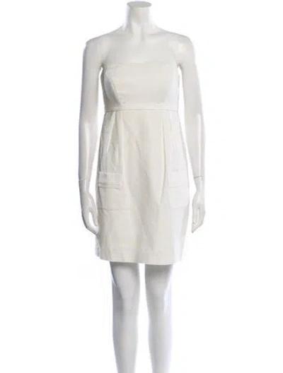 Pre-owned Milly Strapless Mini Dress In White