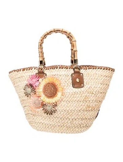 Pre-owned Milly Straw Top Handle Bag In Neutral