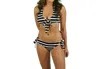 Milly Stripe Grommet Santorini Bikini Top In Black/ivory In Multi