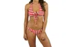 Milly Stripe Grommet Santorini Bikini Top In Red/ivory In Multi