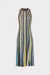 Milly Stripe Halter Knit Midi Dress In Multicolor