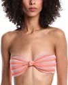 Milly Stripe Knot Bandeau Bikini Top In Nude