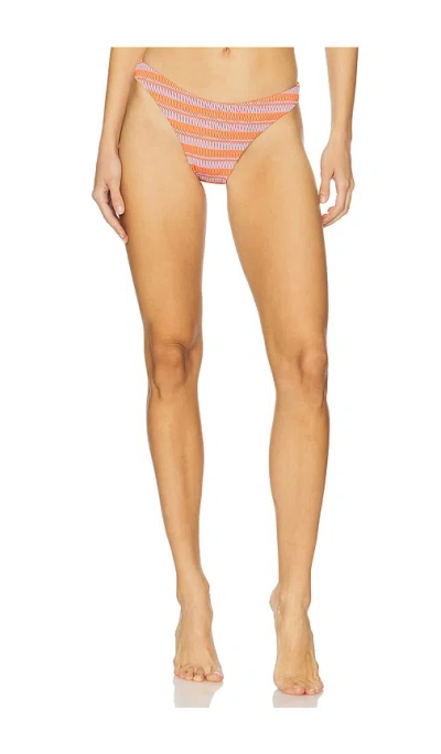 Milly Stripe Margot Bikini Bottom In Orange & White