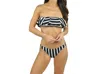 Milly Stripe Ruffle Bandeau Bikini Top In Black/ivory In Multi