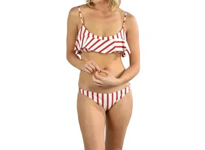 Milly Stripe St. Lucia Bikini Bottom In Ivory/red In White