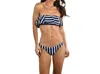 Milly Stripe Ruffle Bandeau Bikini Top In Navy/ivory In Black