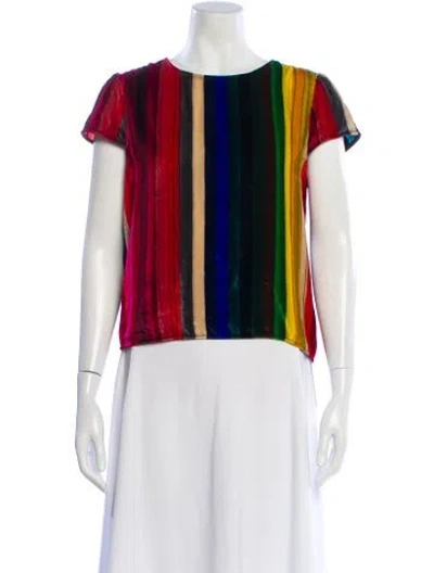 Pre-owned Milly Striped Bateau Neckline Sweater In Red