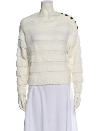 Pre-owned Milly Striped Bateau Neckline Sweater In White