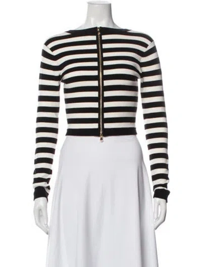 Pre-owned Milly Striped Bateau Neckline Sweater In White