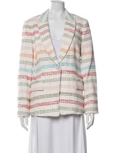 Pre-owned Milly Striped Blazer W/ Tags In White