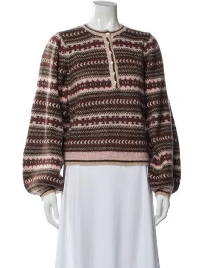 Pre-owned Milly Striped Crew Neck Sweater In Blue