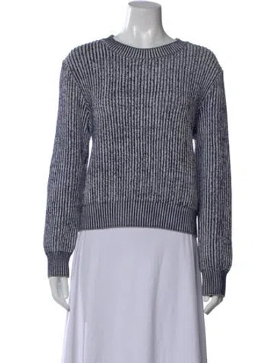 Pre-owned Milly Striped Crew Neck Sweater In Blue