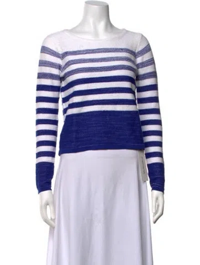 Pre-owned Milly Striped Crew Neck Sweater In Blue