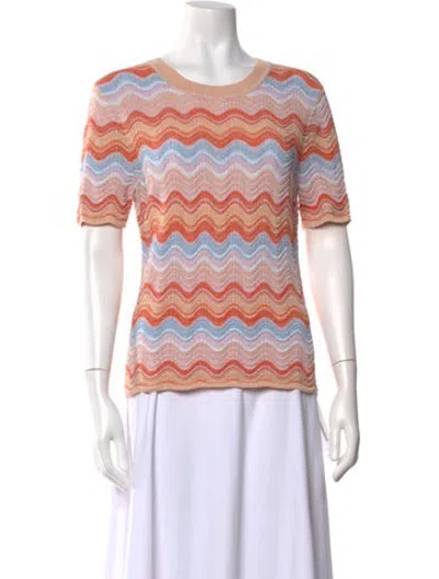 Pre-owned Milly Striped Crew Neck Sweater In Orange