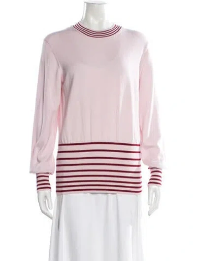Pre-owned Milly Striped Crew Neck Sweater In Pink