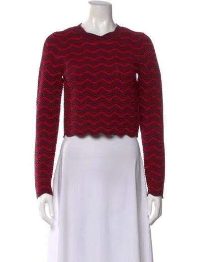 Pre-owned Milly Striped Crew Neck Sweater In Red