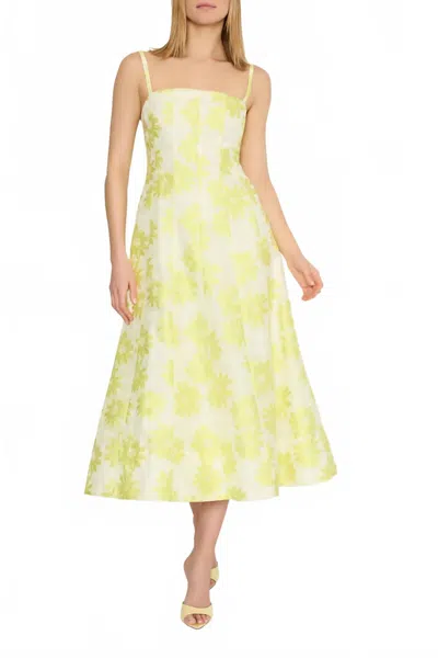 Milly Striped Floral Fil Coupé Dress In Yellow
