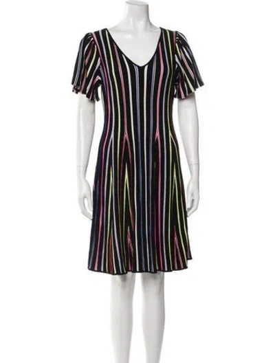 Pre-owned Milly Striped Knee-length Dress In Black