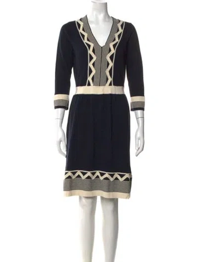 Pre-owned Milly Striped Knee-length Dress In Black