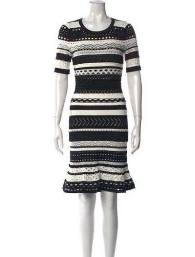 Pre-owned Milly Striped Knee-length Dress In Black/white