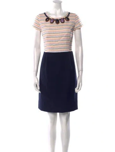Pre-owned Milly Striped Knee-length Dress In Blue