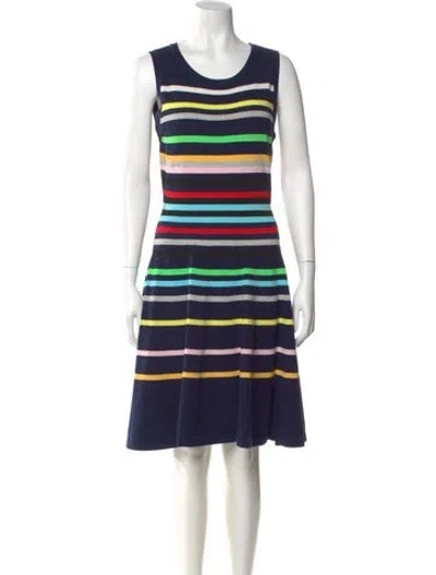 Pre-owned Milly Striped Knee-length Dress In Blue