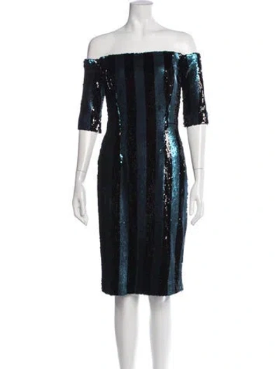 Pre-owned Milly Striped Knee-length Dress In Blue