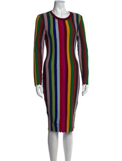 Pre-owned Milly Striped Knee-length Dress In Blue