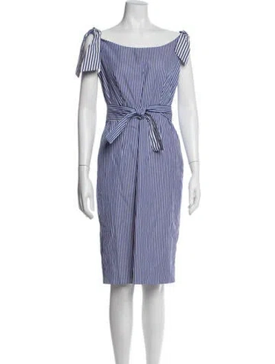 Pre-owned Milly Striped Knee-length Dress In Blue