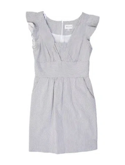 Pre-owned Milly Striped Knee-length Dress In Gray