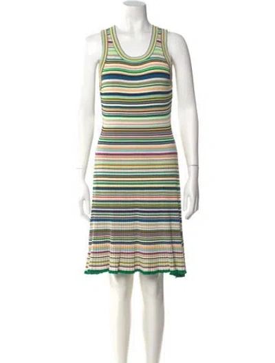Pre-owned Milly Striped Knee-length Dress In Green