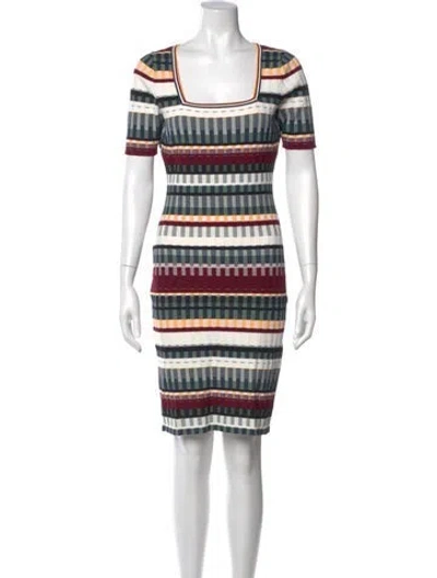 Pre-owned Milly Striped Knee-length Dress In Green