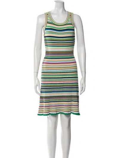 Pre-owned Milly Striped Knee-length Dress In Green