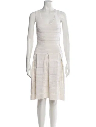 Pre-owned Milly Striped Knee-length Dress In Neutral