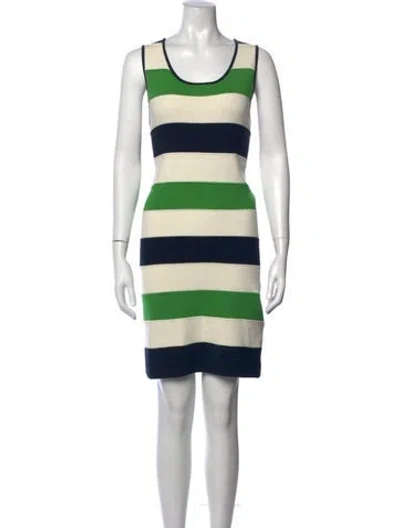 Pre-owned Milly Striped Knee-length Dress In Neutral