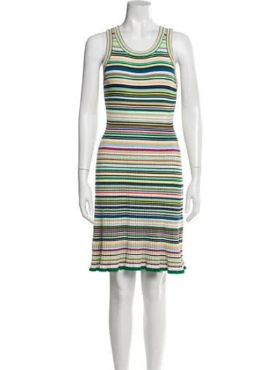 Pre-owned Milly Striped Knee-length Dress In Neutrals