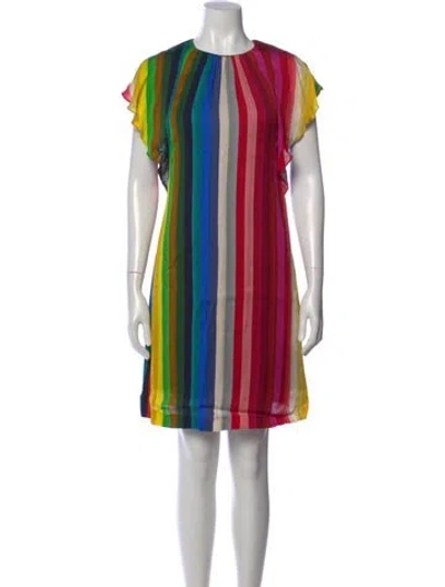 Pre-owned Milly Striped Knee-length Dress In Red