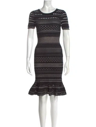 Pre-owned Milly Striped Knee-length Dress W/ Tags In Black